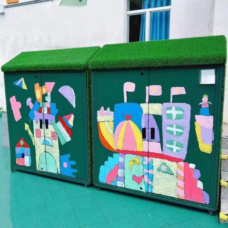 Sports Equipment Locker - Kindergarten outdoor graffiti storage sports equipment