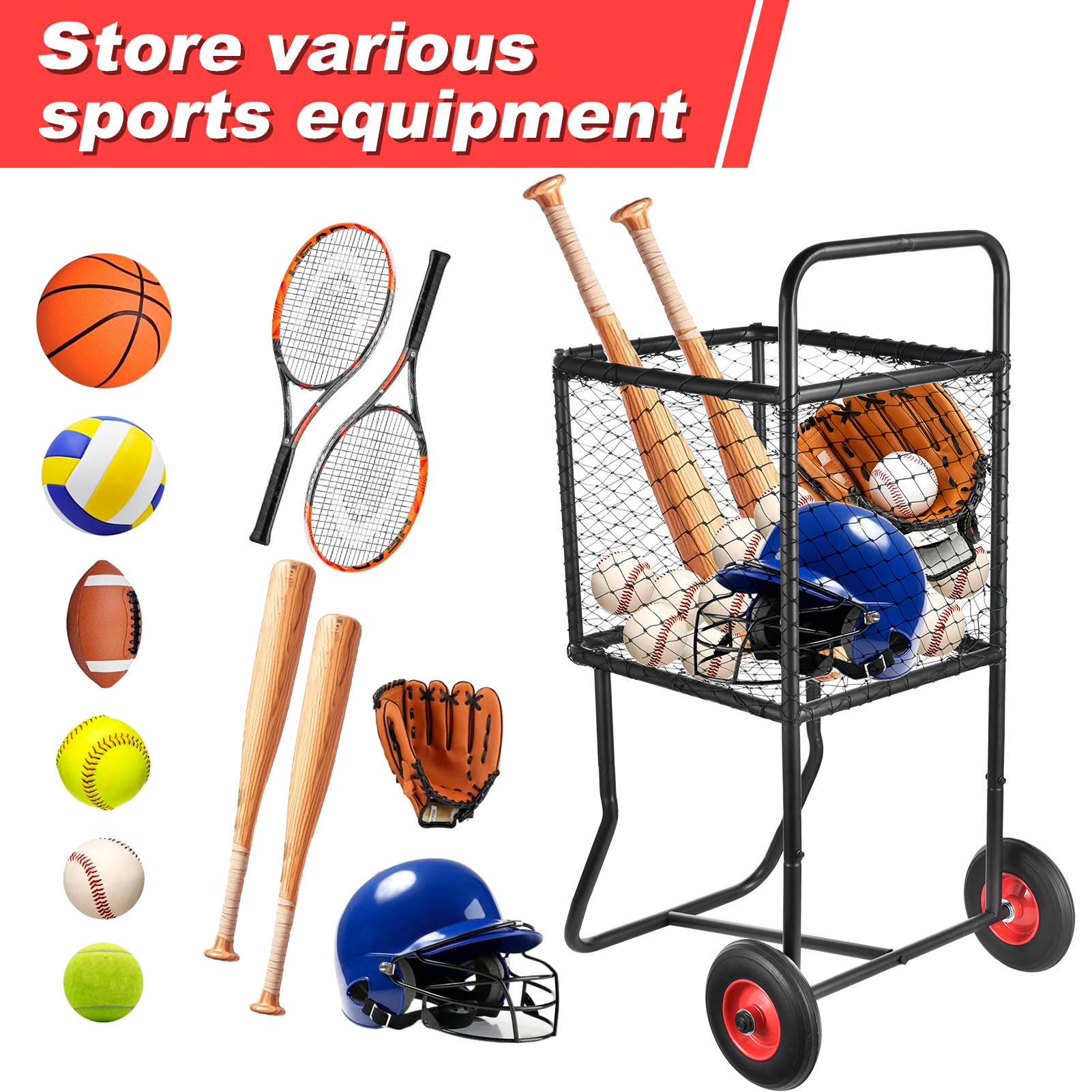 Sports Equipment Locker - Heavy Duty Baseball Softball Cart with