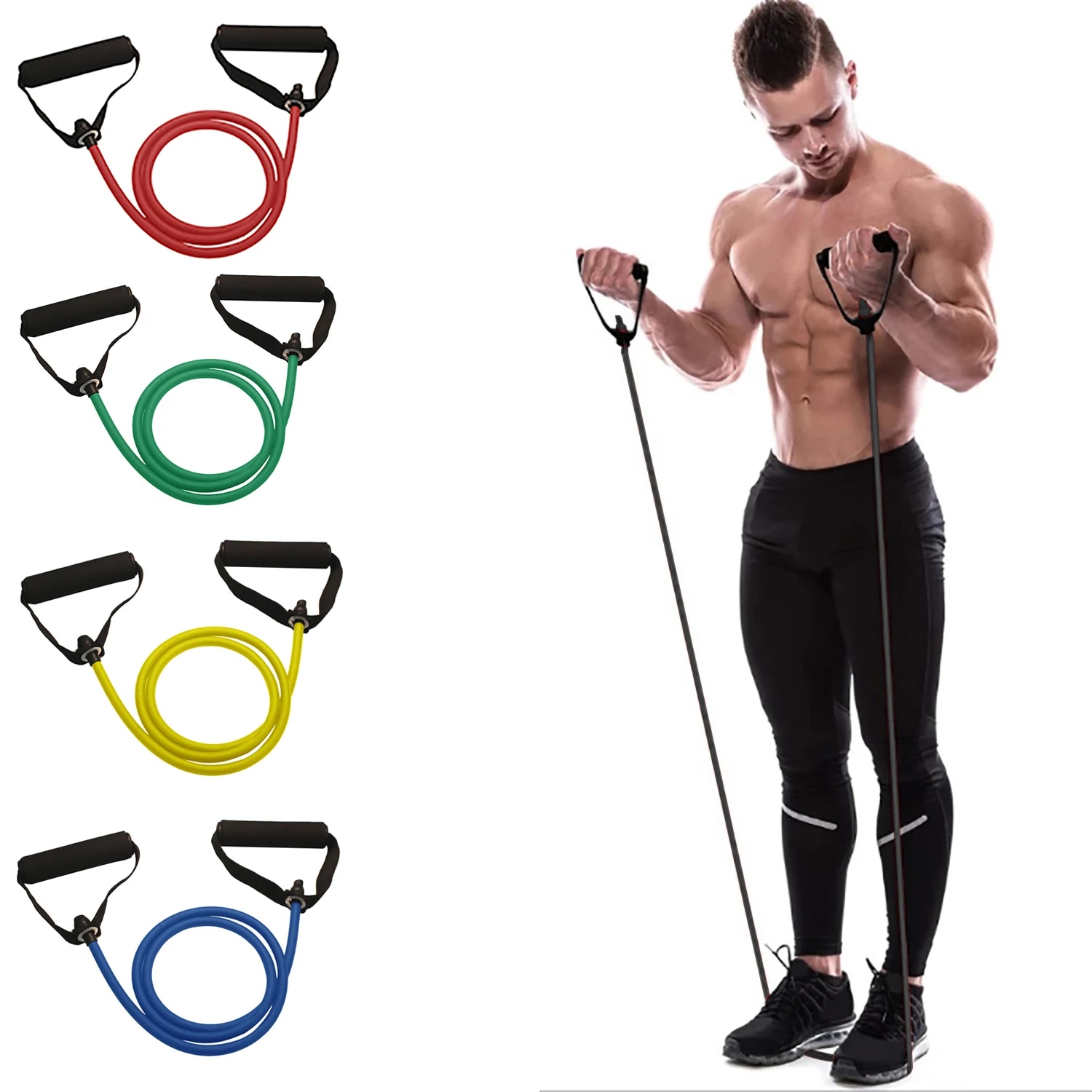 Resistance Bands With Handles, - Sports Equipment At Home ulasan dan harga